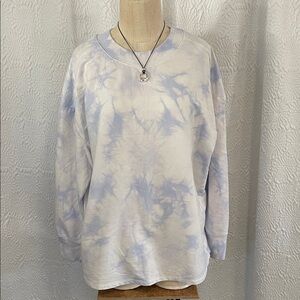 White and Blue Sweatshirt - all in motion